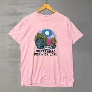 Vintage Waterfalls Pickwick Lake T‎ Shirt Pink Vintage Single Stitch 80s Large